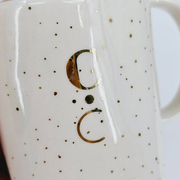 Anthropologie Mug Gold Glitter Gilded Shape Monogrammed C Coffee Tea Cocoa Cup - Picture 5 of 11